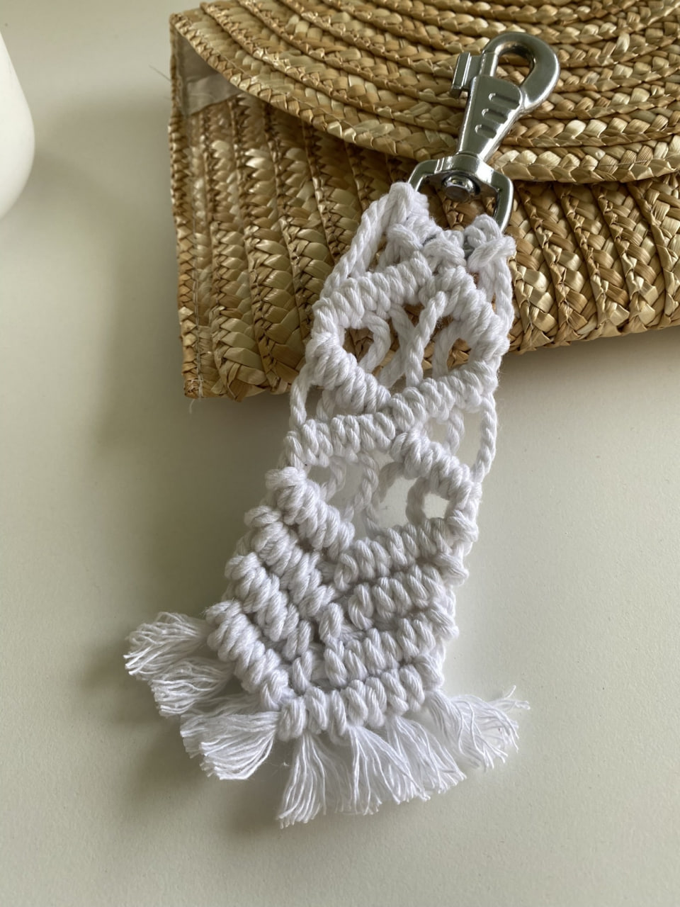 huge-white-keychain-bag-charm-with-silver-hook-main